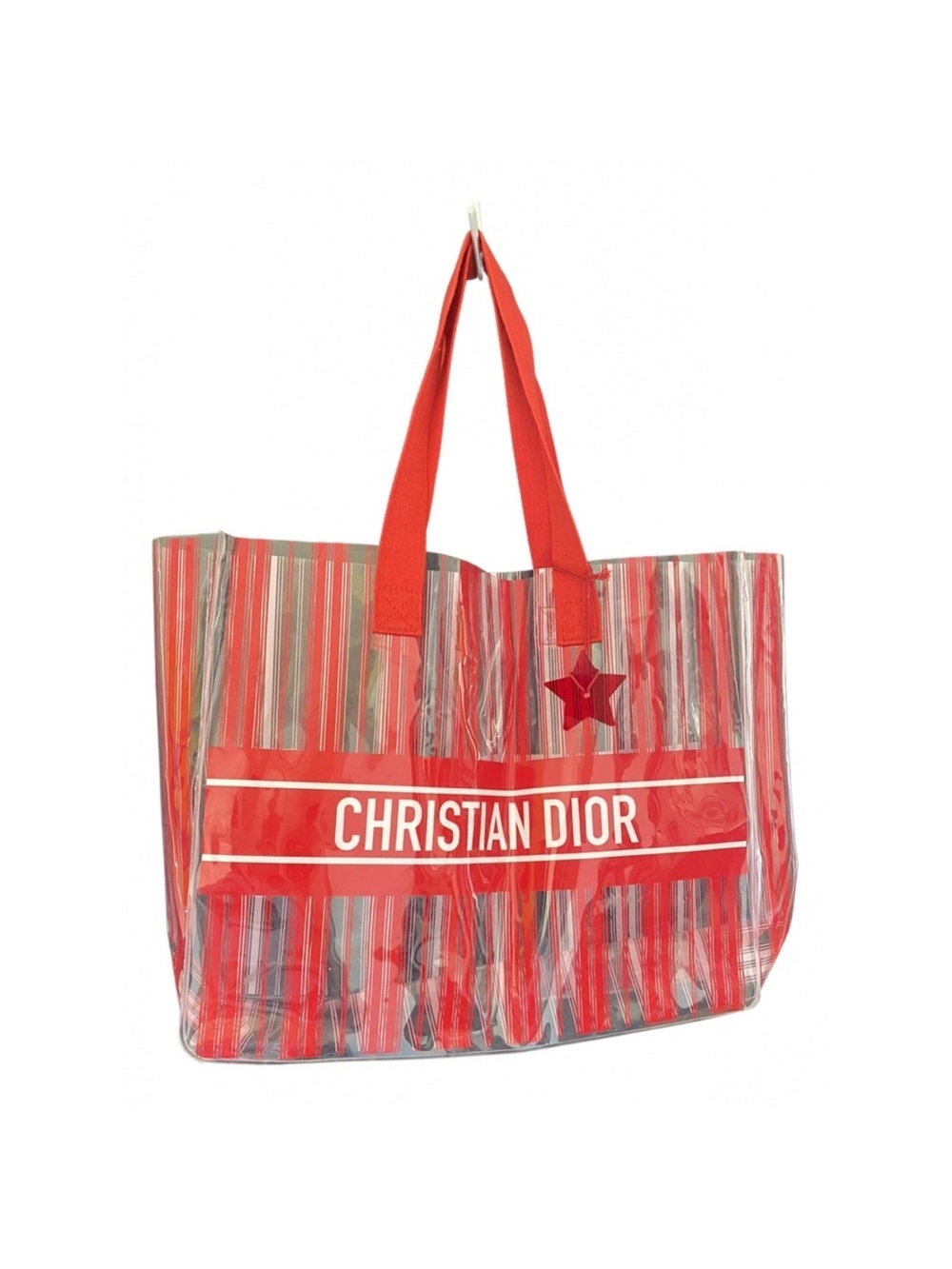 Super rare Christian Dior Dioriviera PVC Clear Stripe Tote in Red